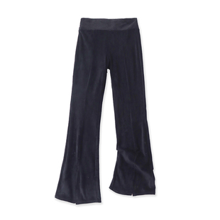 外贸长裤 松紧腰灯芯绒喇叭开叉裤 女修身 百搭时尚 子14193 春秋新款