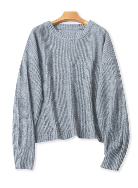 宽松长袖毛衣 秋冬新款外贸显瘦圆领针织衫女打底衫时尚上衣06594