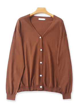 外贸V领长袖针织开衫 春秋新款纽扣时尚女罩衫显瘦弹力上衣 13124