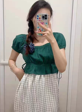 辣妹装一字肩短袖小衫 夏季新款显瘦短款T恤 女系带时尚上衣02193