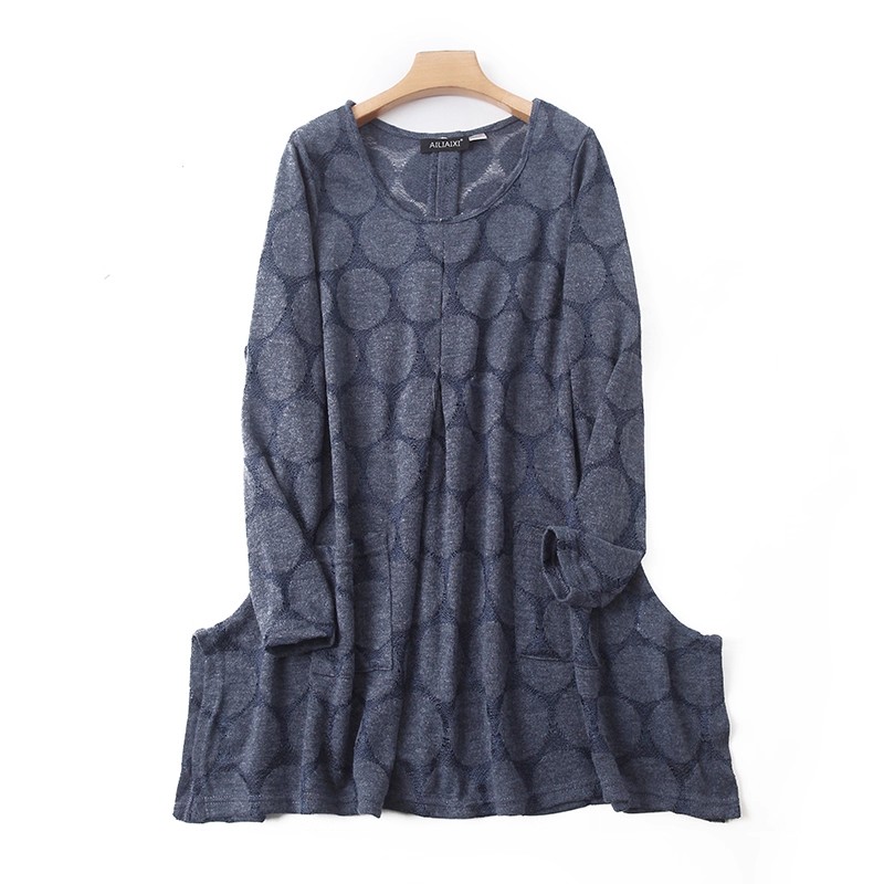 外贸圆领针织衫连衣裙时尚洋气