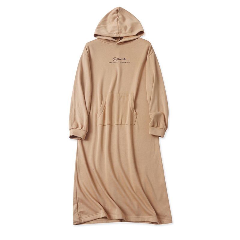 爱丽爱熙加绒宽松卫衣裙连衣裙