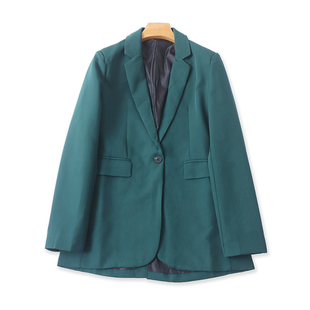 宽松显瘦长袖 春秋新款 西服女休闲上衣纯色外套24343 翻领西装 时尚
