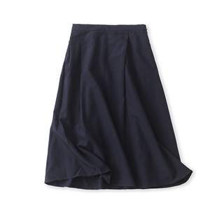 中长款 大摆A字裙纯色收褶外单女裙子02253 新款 半松紧腰半身裙夏季
