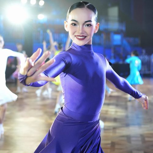 星辰舞服拉丁舞规定赛服高贵紫色气质拉满显白赛场专业舞者