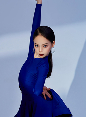 星辰舞服拉丁舞12岁精英组规定比赛服装体协加分V高领A19035