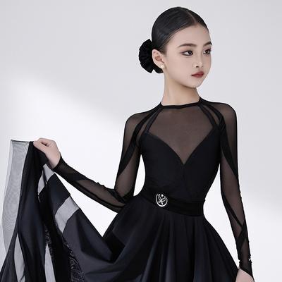 星辰舞服拉丁舞规定赛服摩登服网纱拼接设计赛场专业舞者高定款
