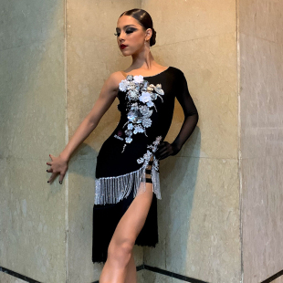 星辰舞服拉丁舞比赛套装花服14岁以上专业舞者吸睛款成人赛场花服