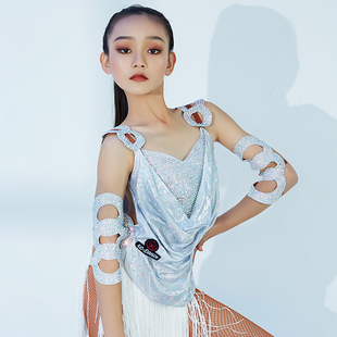 星辰舞服XCDANCE新款 女儿童比赛服花服全钻流苏送配饰solo服20245