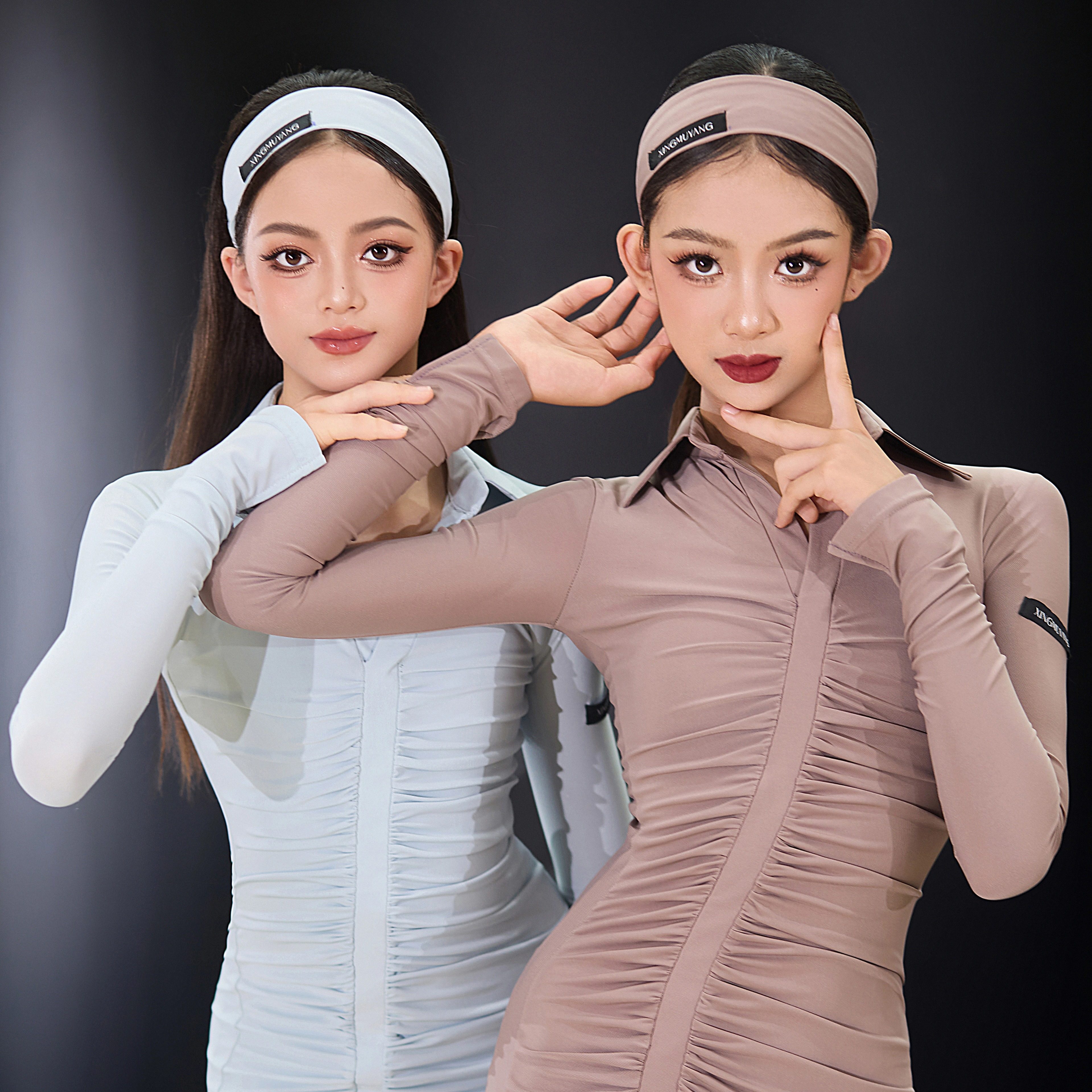 星木漾拉丁舞服「极简之形」秋冬新品衬衫抽褶设计拉丁舞练习服