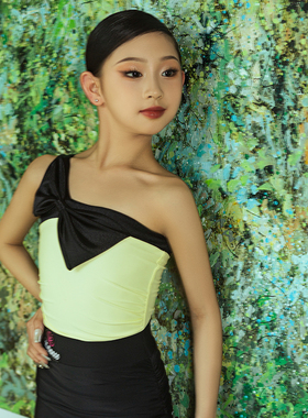 星辰拉丁舞舞服时尚新款练功服女儿童分体单件吊带训练服表演服饰