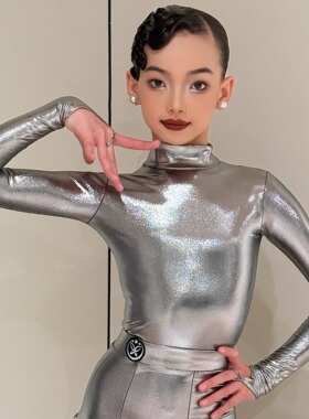 星辰拉丁舞服「幻光」星镜银高光亮面拉丁舞规定服赛服