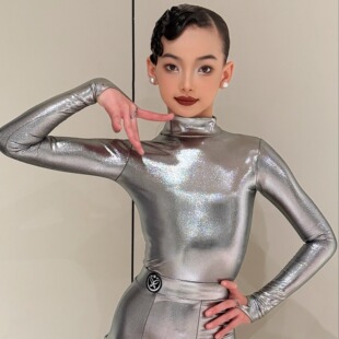 星辰拉丁舞服「幻光」星镜银高光亮面拉丁舞规定服赛服