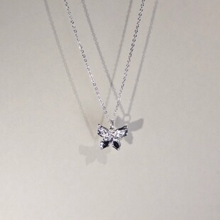 Cute 小众精致锁骨链配饰礼物 luck古着女生项链蝴蝶吊坠时尚