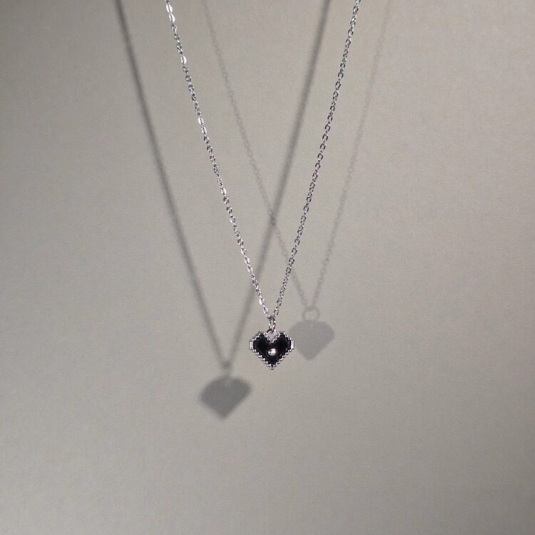 Cute luck 潮酷爱心百搭项链时尚饰品ins女生日韩黑色卫衣毛衣链
