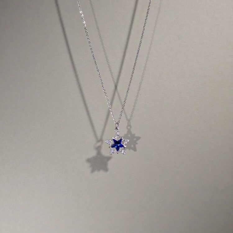 紫色钻五角星吊坠锁骨链