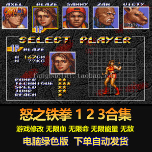 怒之铁拳 1 2 3合集 游戏修改 无限血 无限命 无限能量 血 电脑版