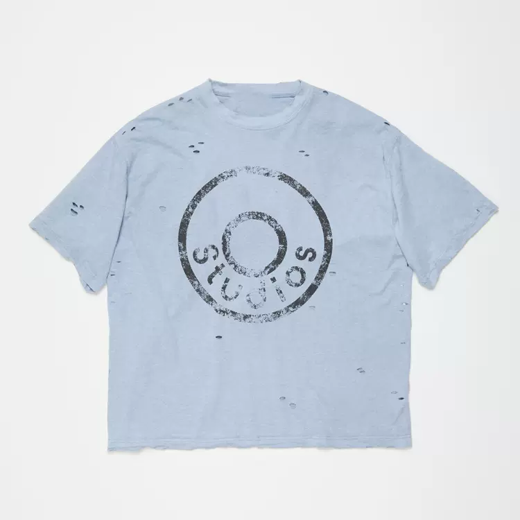 AC 做旧破洞纽扣LOGO字母印花短袖 灰色 彩粉色 彩花蓝 劳伦彩黑 S-XL  8041#