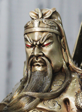 九龙关公铜像供奉镇宅摆件