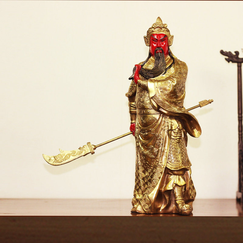 红脸关公像供奉神像大号纯铜像镇宅佛像摆件关羽关二爷武财神客厅