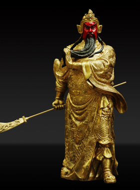 铜关公佛像供奉镇宅红脸武财神