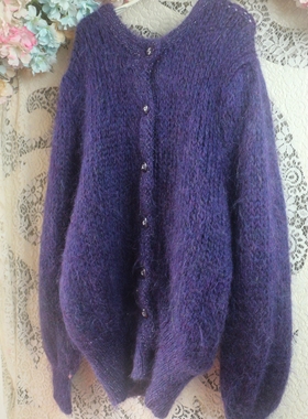新品 紫色大毛衣百搭冬款毛衣纯马海毛
