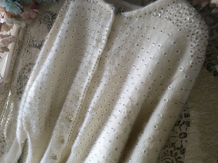 新品纯白色修身款满身亮片重工工艺个性百搭时尚开衫毛衣女安