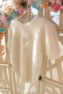 纯白色长毛毛公主袖珍珠布艺绣仙美宽松大气套头韩国制兔毛多色