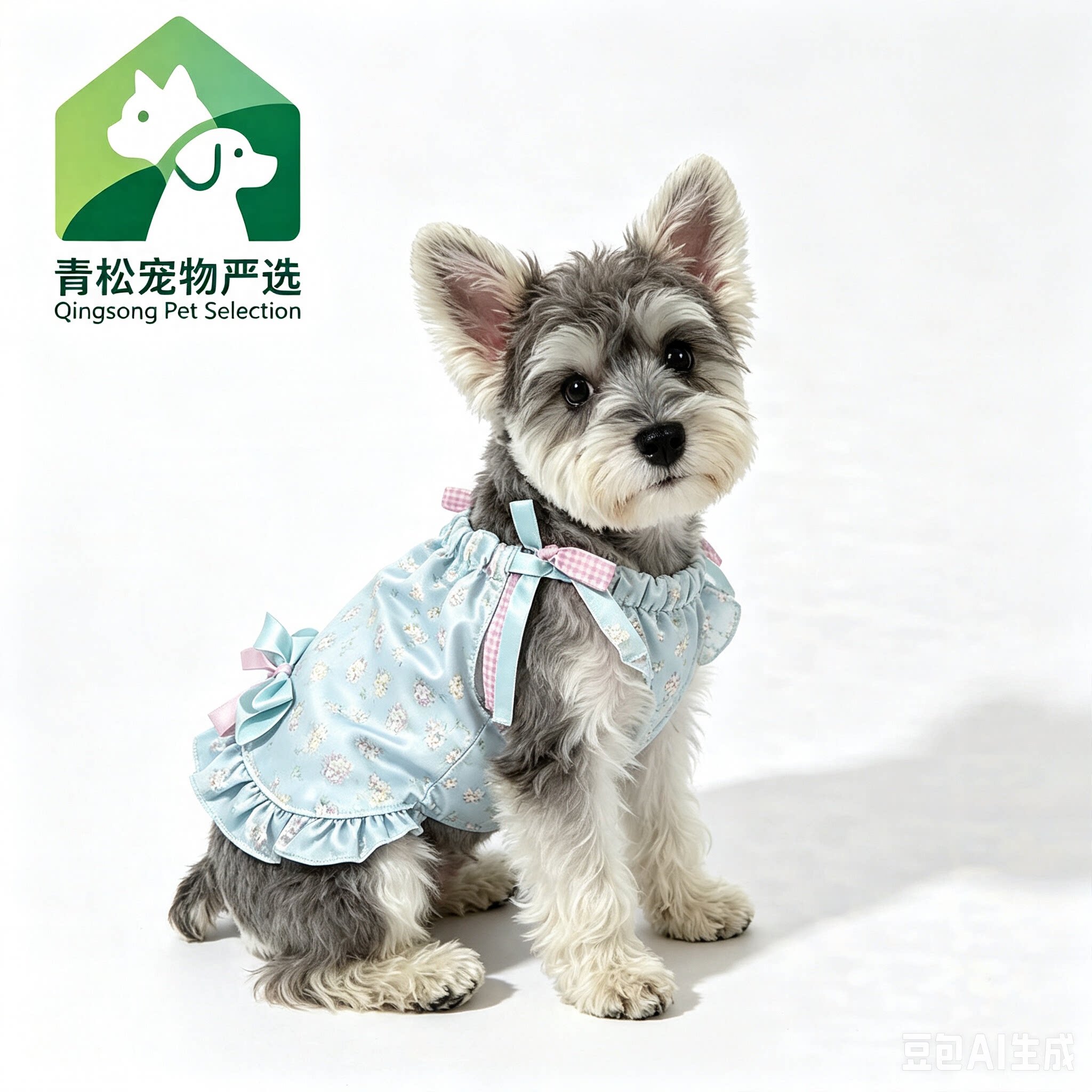 青松宠品宠物卡通可爱小奶牛吊带狗宠物服装/雨衣