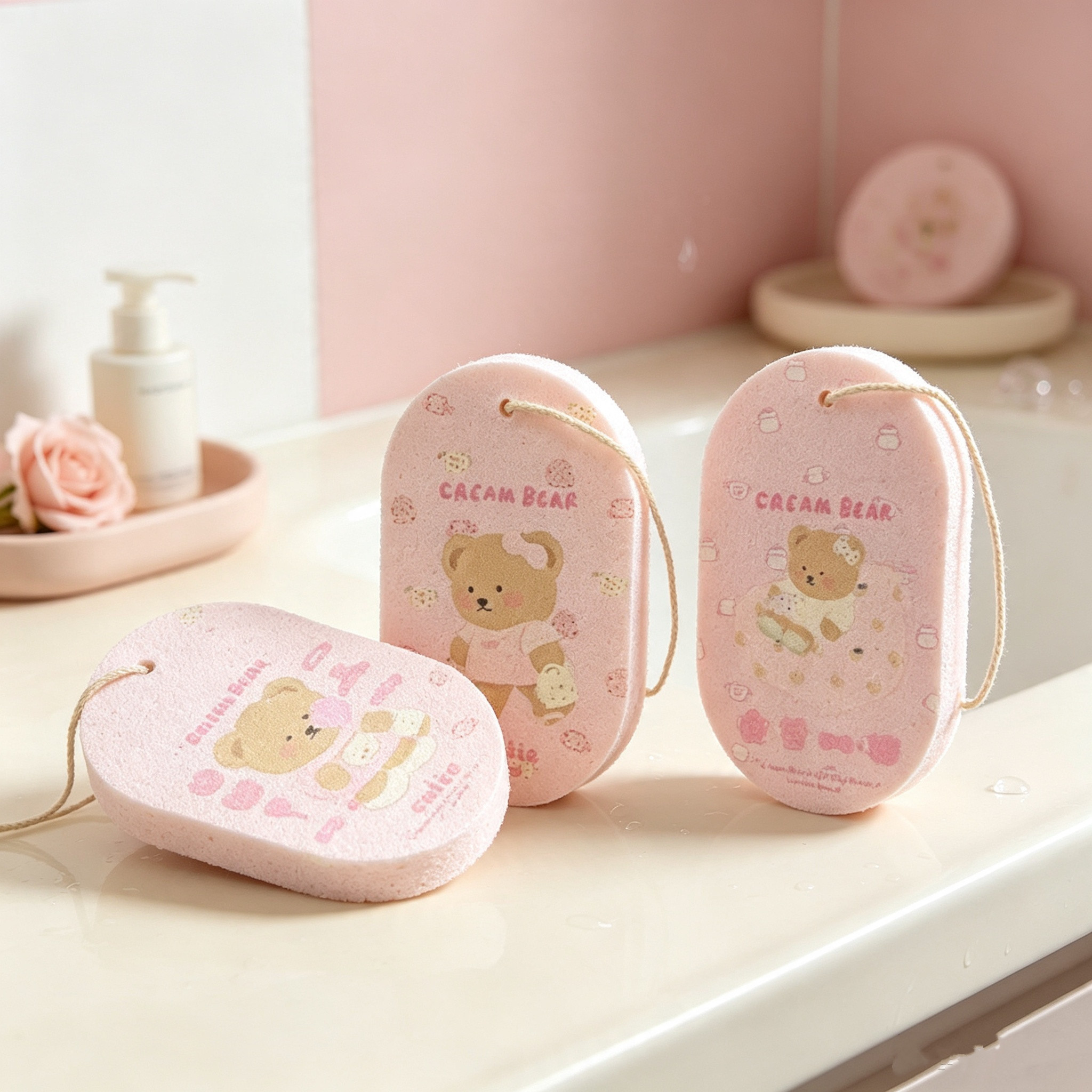 卡通奶熊木浆棉洗碗海绵擦刷碗百洁布刷锅清洁去污神器厨房魔力擦