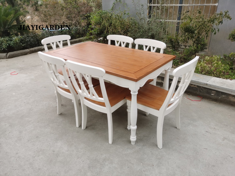 美式全实木餐桌椅凳子组合现代家用小户型韩式乡村轻奢田园地中海