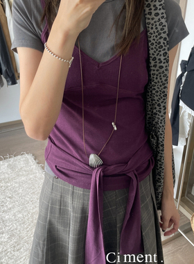 ciment 设计感腰间绑带叠穿吊带背心