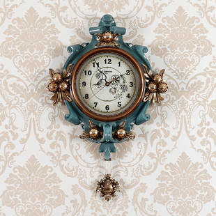 家用创意钟表复古装 欧式 石英钟个性 客厅挂钟现代静音时尚 饰墙壁钟