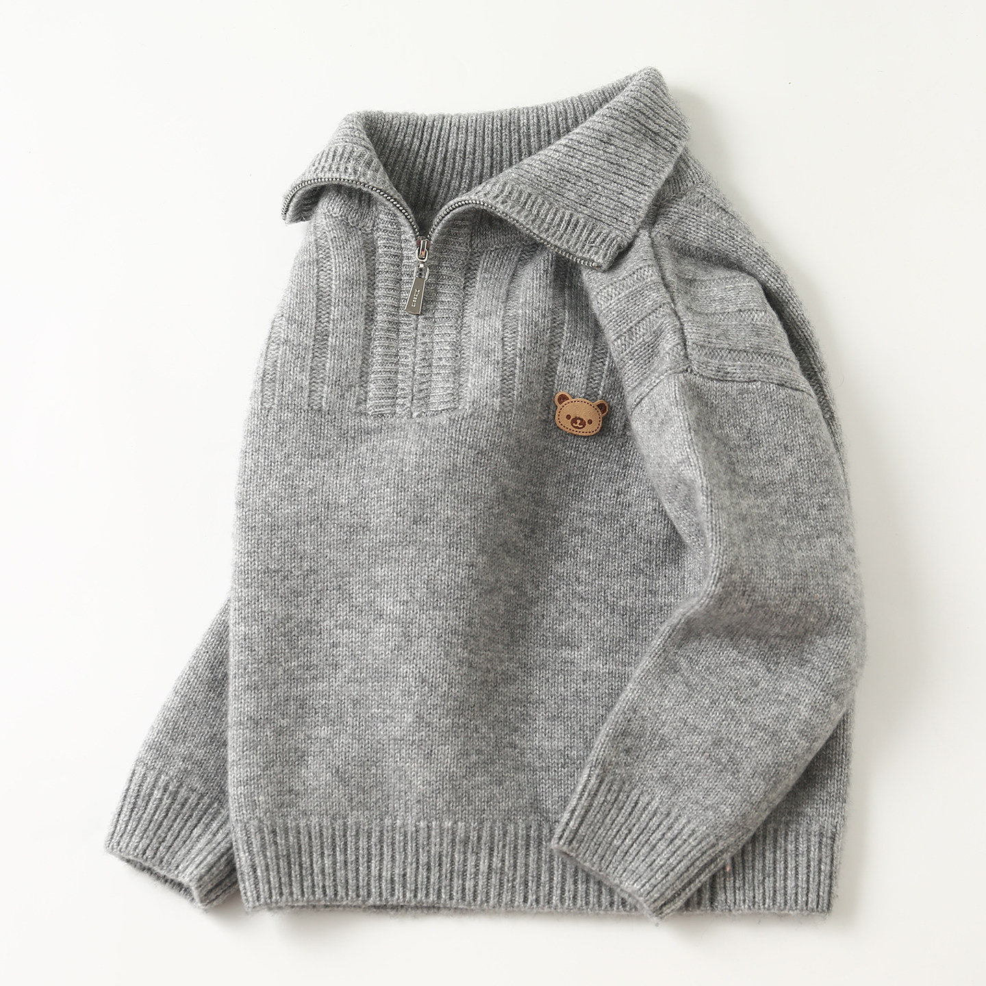 儿童羊绒衫男童毛衣开衫秋冬款三股加厚半拉链青少年学生保暖外套