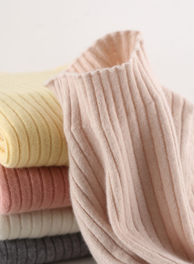 儿童纯羊绒衫女童薄款半高领白色打底衫男童秋冬宝宝麻花针织百搭