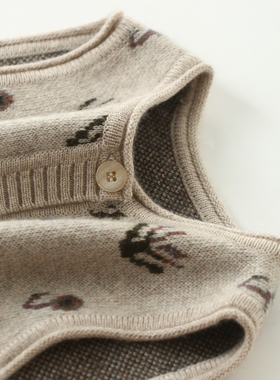 儿童羊绒衫男女童马甲宝宝秋冬坎肩加厚款双层中小童针织保暖开衫