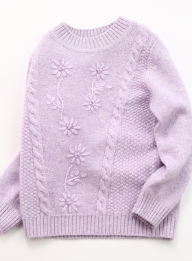 儿童100%纯山羊绒衫康赛妮中低领女童毛衣秋冬新款加厚打底针织衫