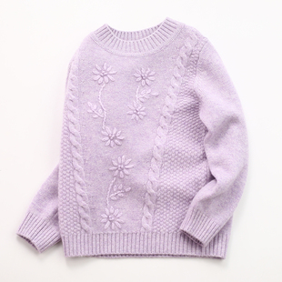 儿童100%纯山羊绒衫康赛妮中低领女童毛衣秋冬新款加厚打底针织衫