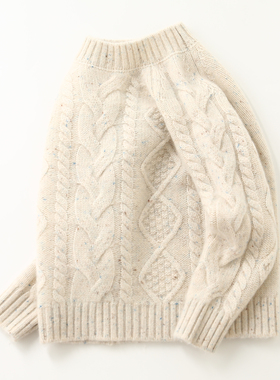 洪叶云台儿童高端纯羊绒衫男女童米色夹花毛衣三股加厚保暖打底衫