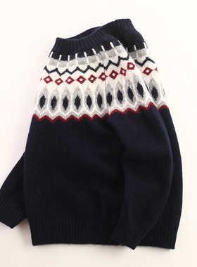 儿童纯羊绒衫英伦洋气男女童毛衣宝宝中大童加厚保暖打底洪叶云台