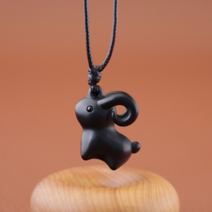 原创紫光黑檀木小羊生肖羊项链吊坠挂件锁骨链毛衣链吉祥男女礼物