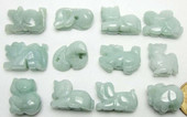 一套70元 缅甸正品 A货翡翠玉小立体十二生肖 翡翠玉石生肖15MM左右