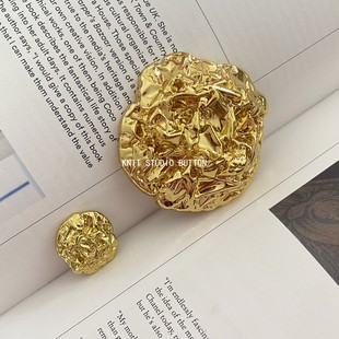 冬季 饰扣女 小香风时髦超大异形扣子西服外套呢大衣金属纽扣皮草装