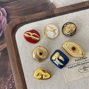 饰扣毛衣点油扣子 中古风小众设计师金属纽扣时髦大衣西服马甲装