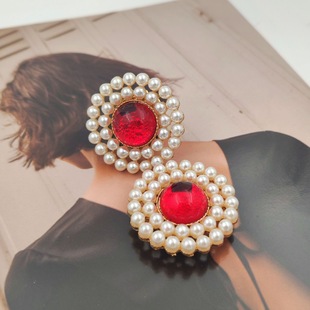 ins博主复古风button cover西服衬衫盖子夹扣红钻珍珠可拆卸袖扣