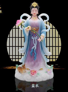 何仙姑汉白玉八仙佛堂供奉摆件