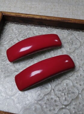 复古红色边夹发夹bb夹红色高级感发夹子女新款后脑勺发卡棉花姑娘