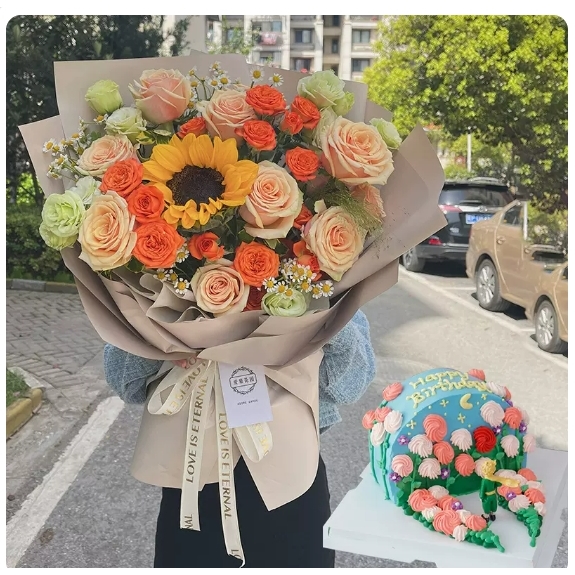 天水秦州区成纪大道西路迎宾南路华联商厦玫瑰花生日蛋糕鲜花店同
