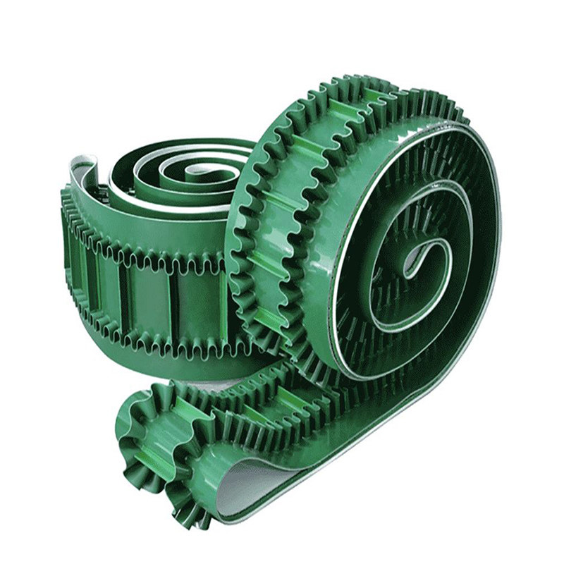 裙边爬坡机绿色皮带pvc pu食品级输送带流水线环形无缝接头传送带