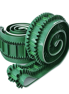 裙边爬坡机绿色皮带PVC PU食品级输送带流水线环形无缝接头传送带